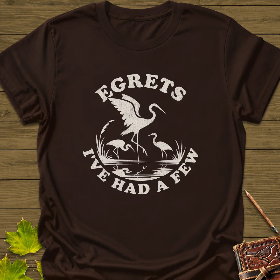 Egret Bird Pun T-Shirt in Dark Chocolate