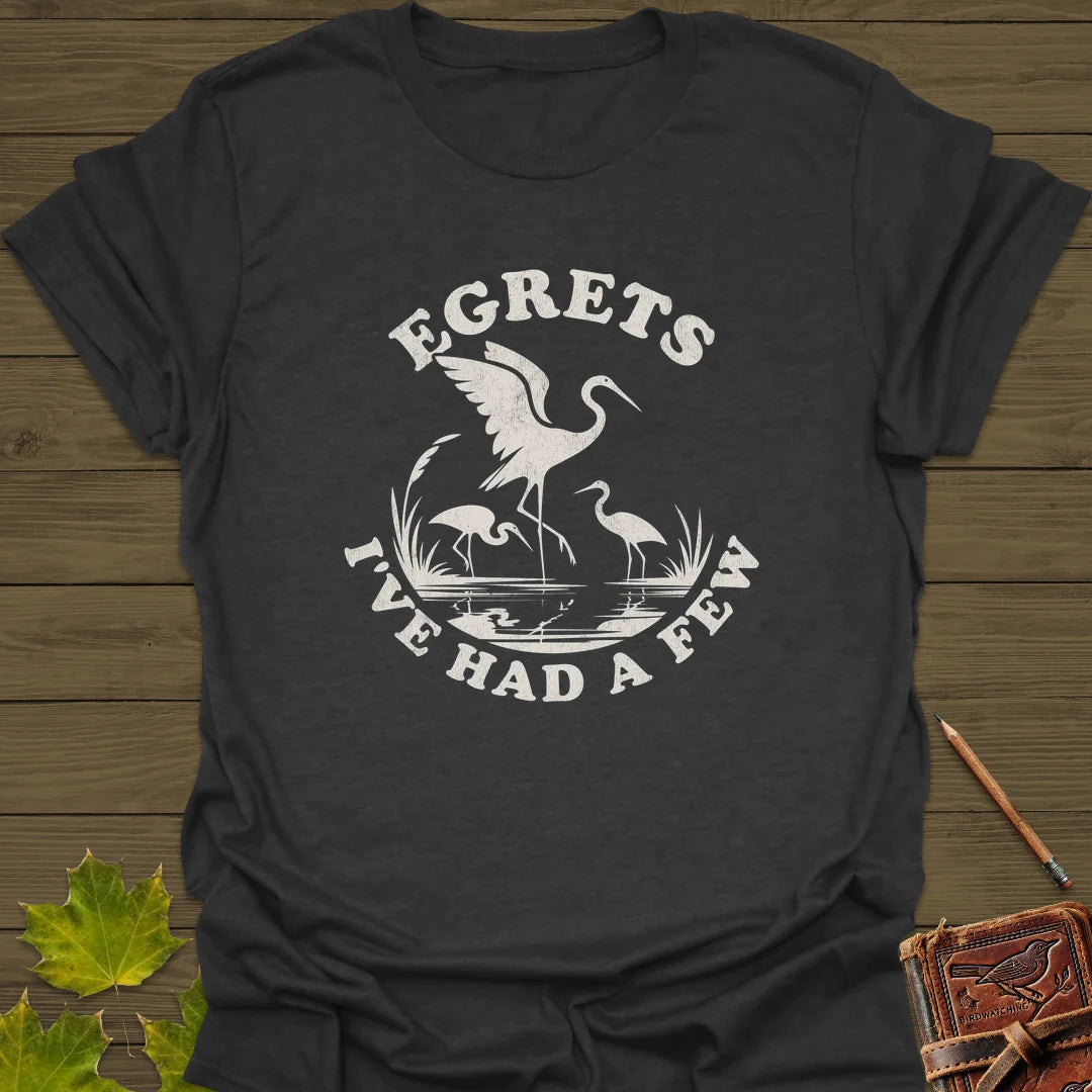 Egret Bird Pun T-Shirt in Dark Heather