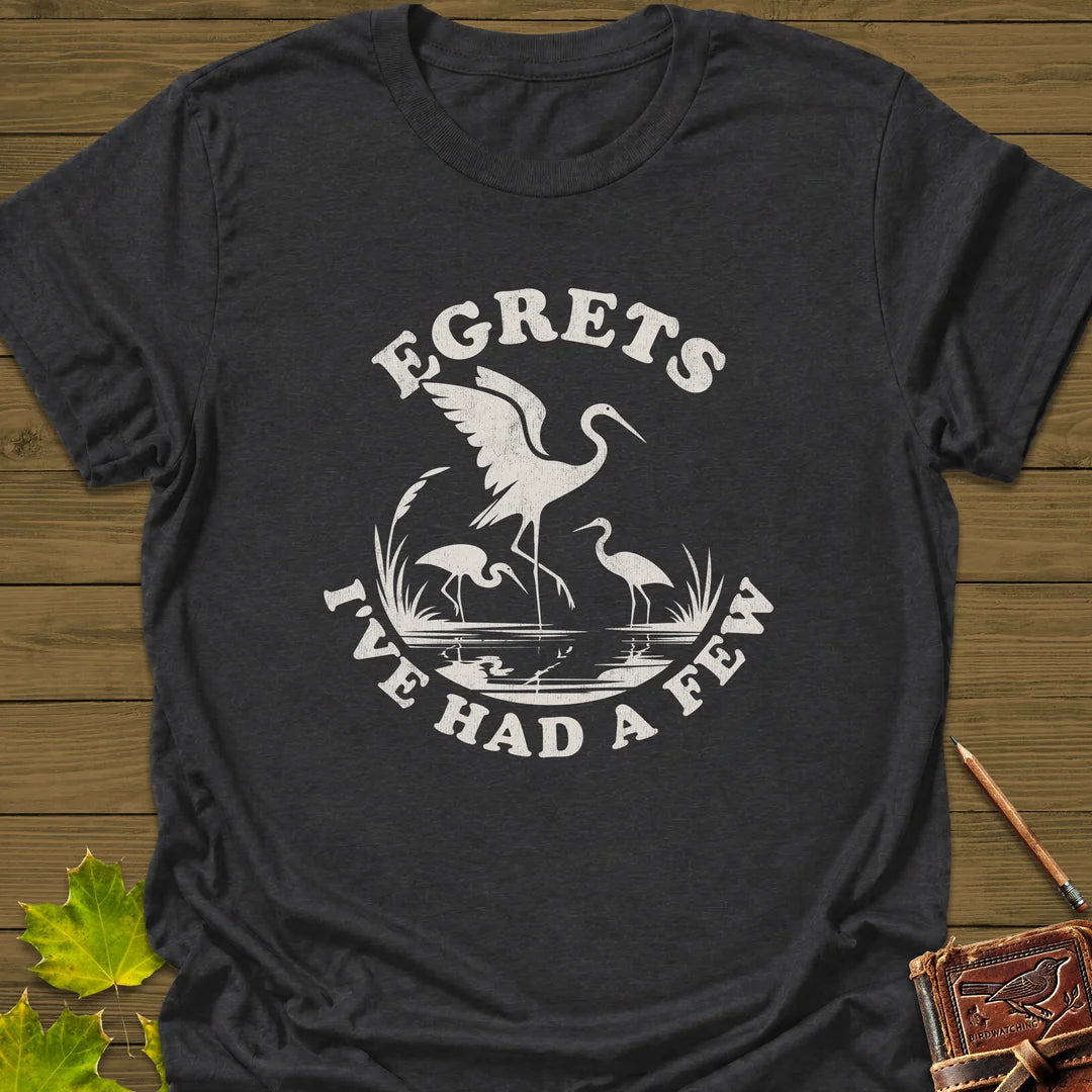 Egret Bird Pun T-Shirt in Dark Heather