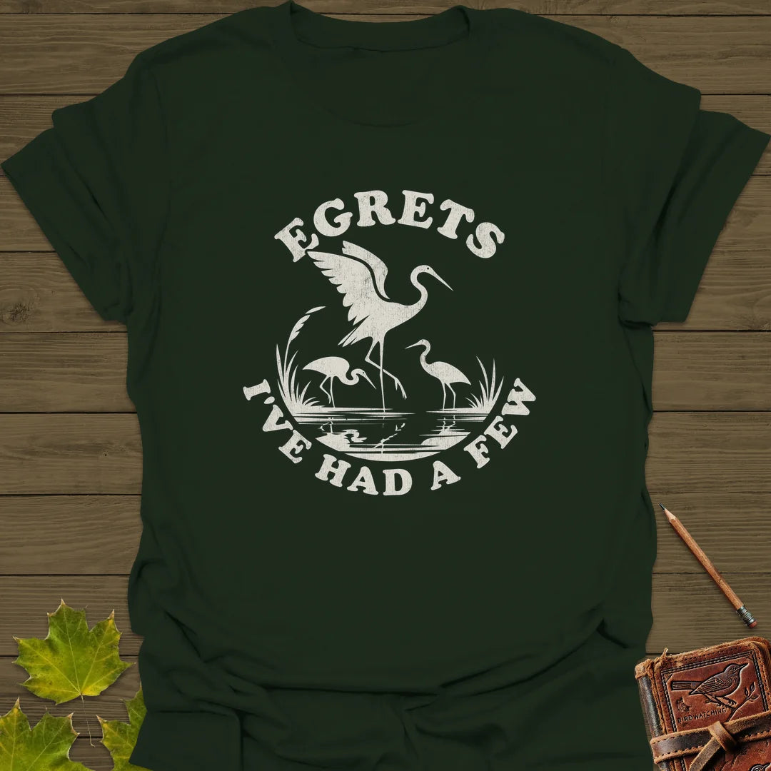 Egret Bird Pun T-Shirt in Forest Green