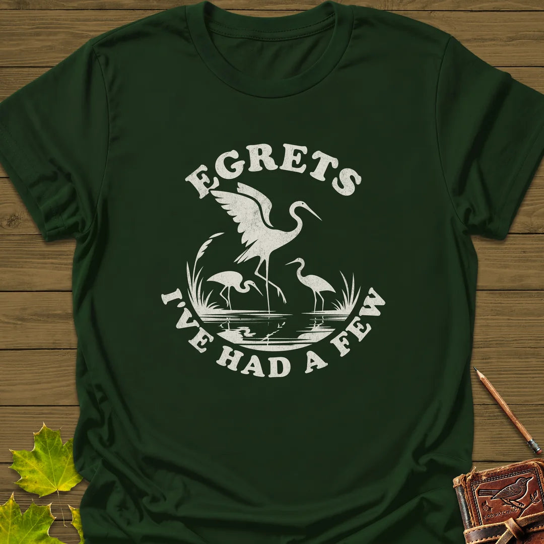 Egret Bird Pun T-Shirt in Forest Green