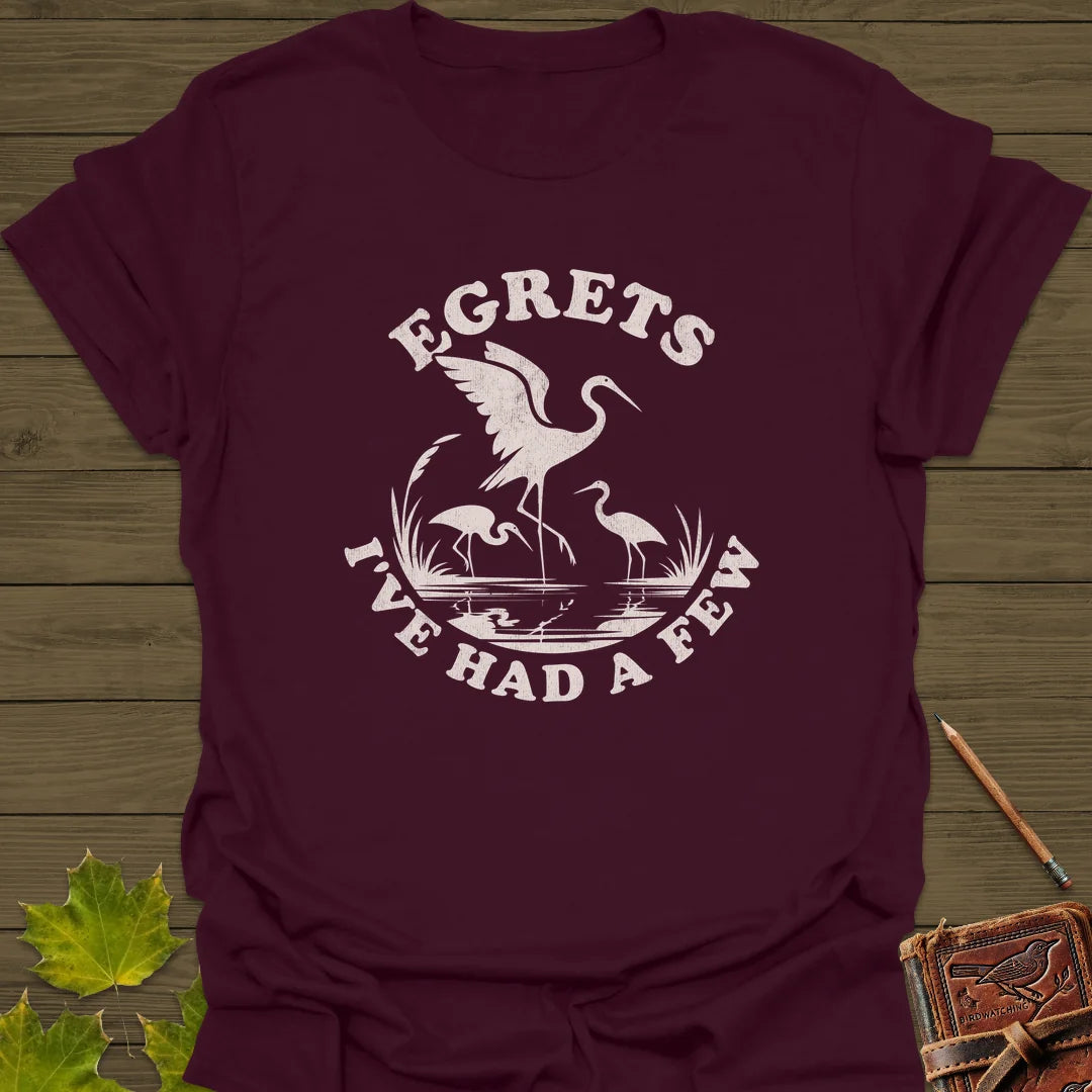 Egret Bird Pun T-Shirt in Maroon