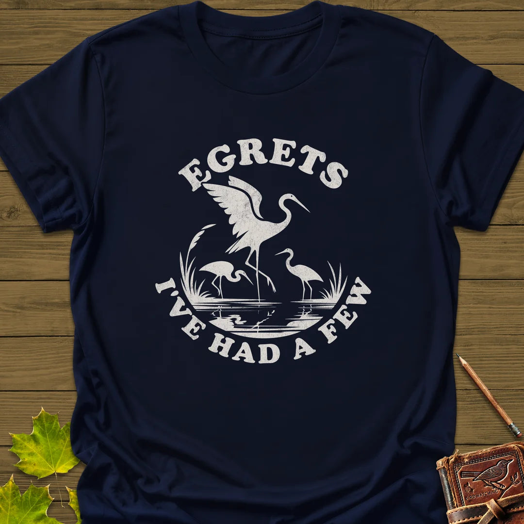 Egret Bird Pun T-Shirt in Navy