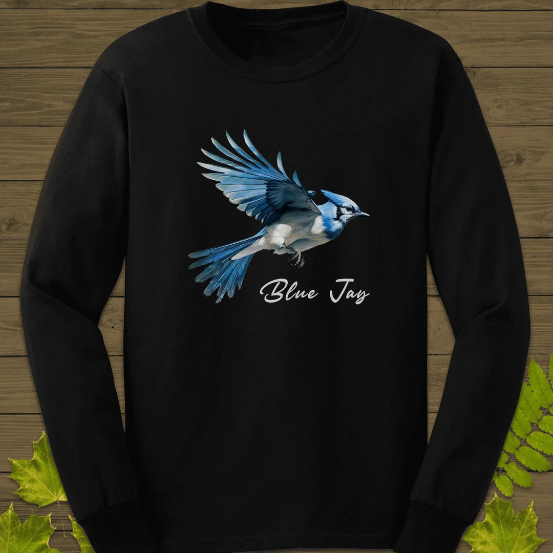 Flying Blue Jay Long Sleeve in Black