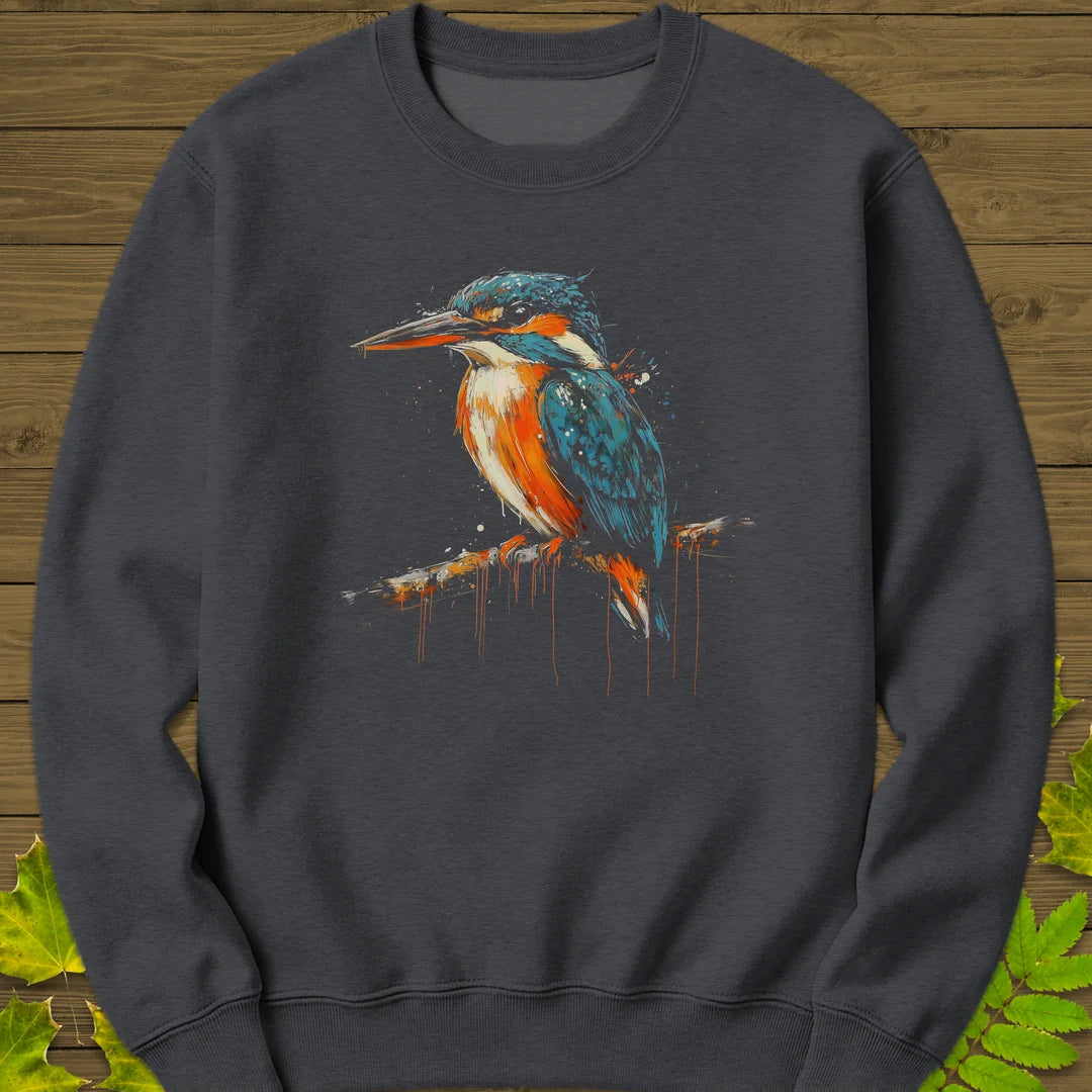 Graffiti Kingfisher Sweatshirt in Dark Heather