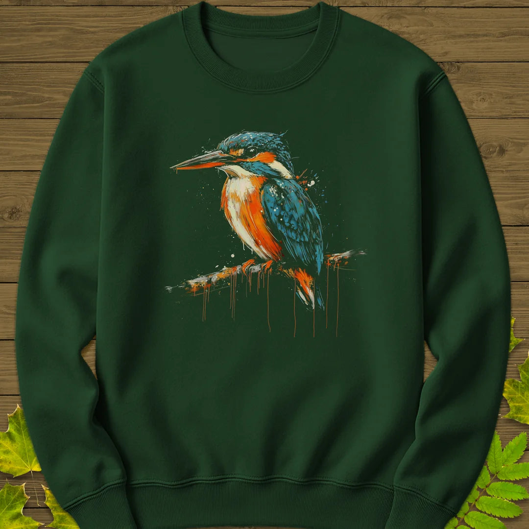 Graffiti Kingfisher Sweatshirt in Forest Green