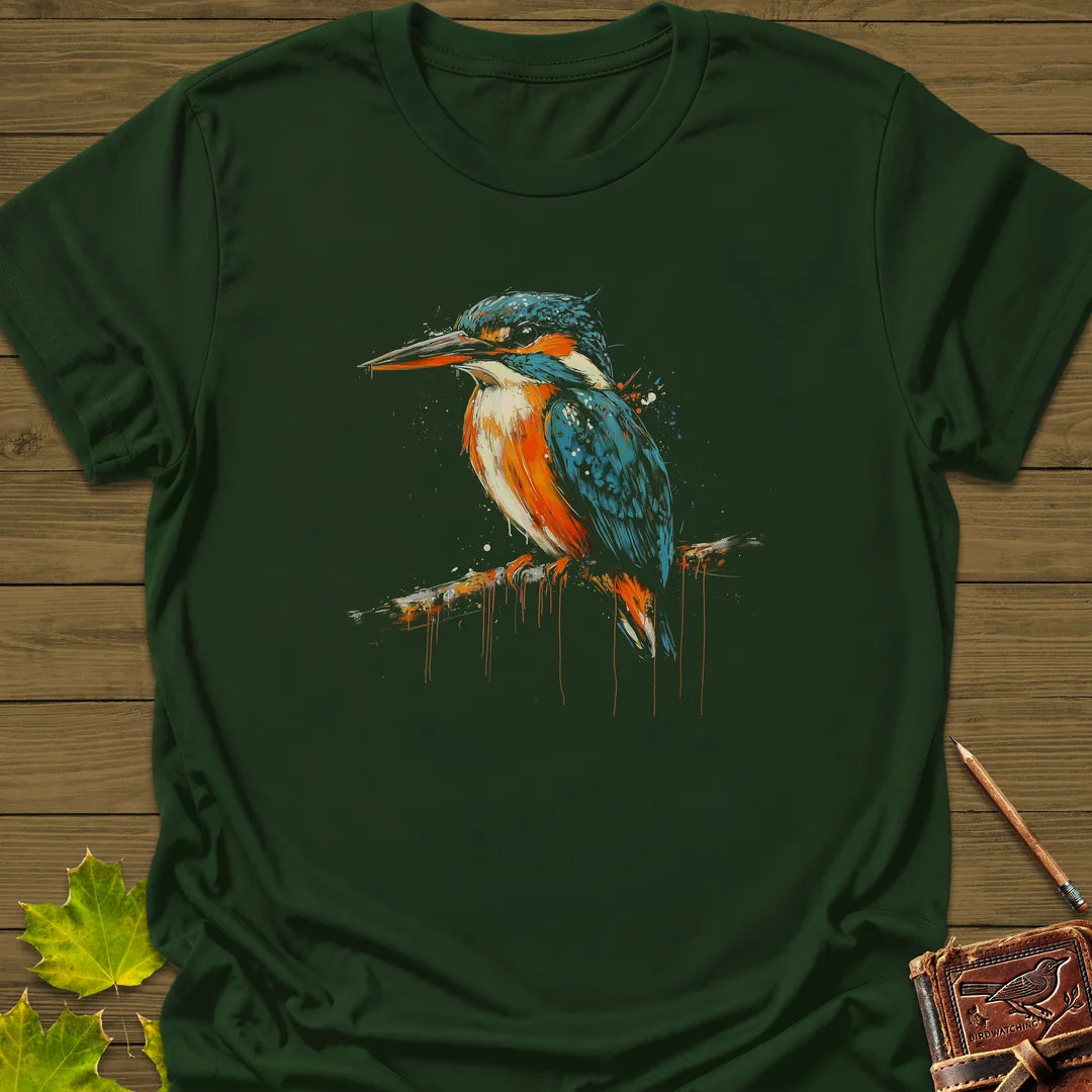 Graffiti Kingfisher T-Shirt in Forest Green