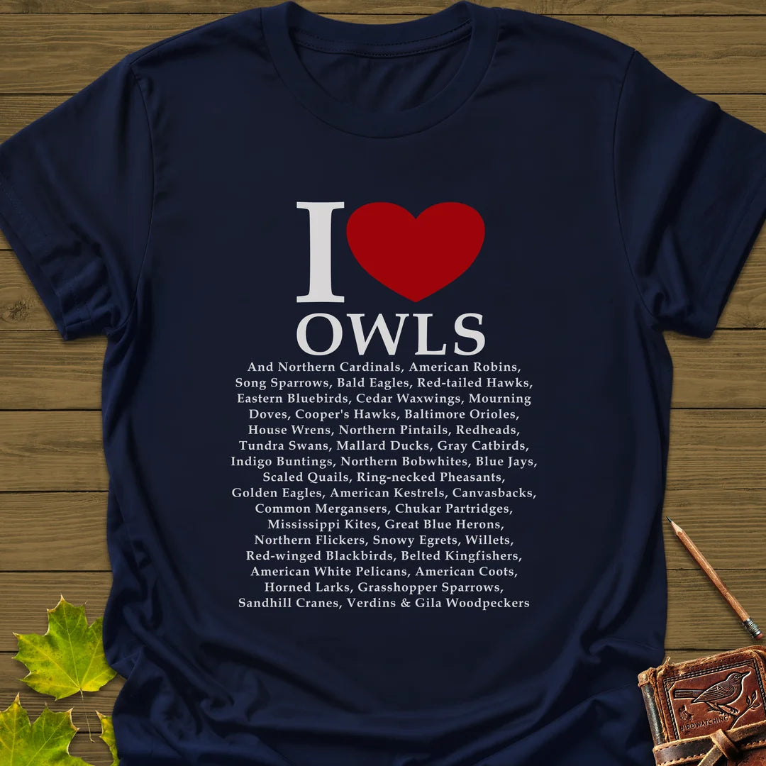I Love Owls T-Shirt in Navy