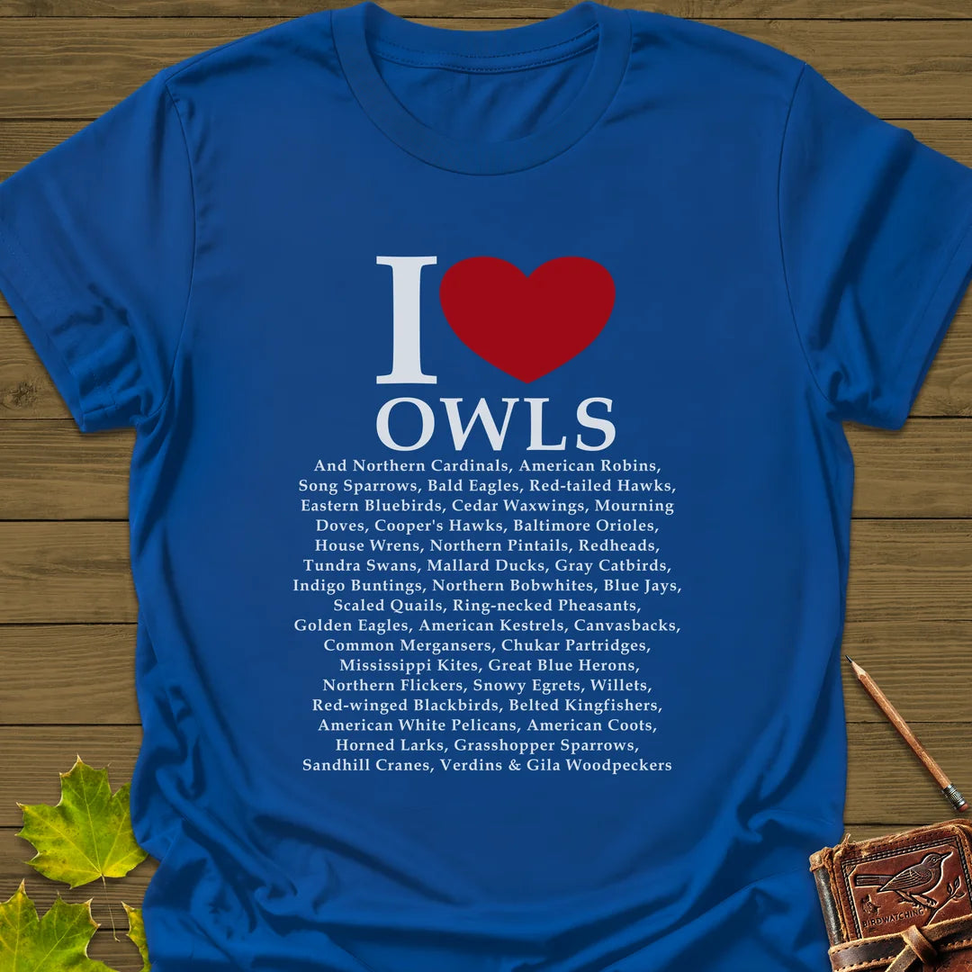 I Love Owls T-Shirt in Royal