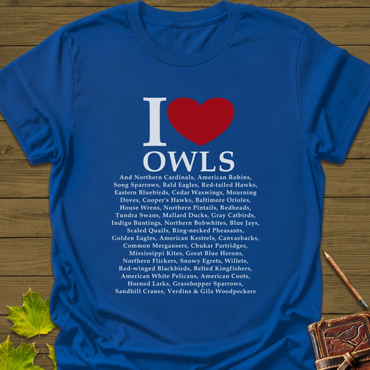 I Love Owls T-Shirt in Royal