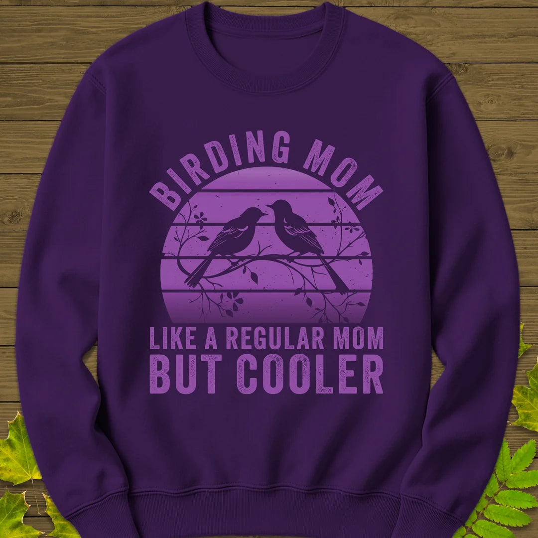 Cool Birding Mom Sweatshirt in Purple