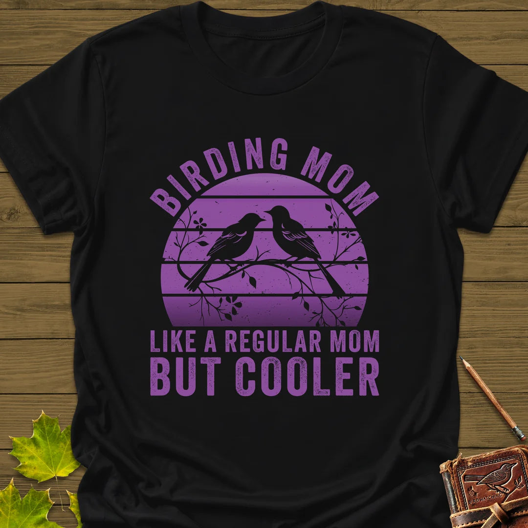 Cool Birding Mom T-Shirt in Black