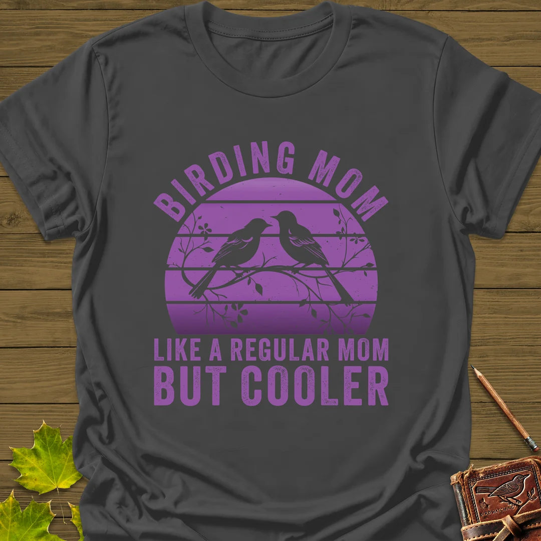 Cool Birding Mom T-Shirt in Charcoal