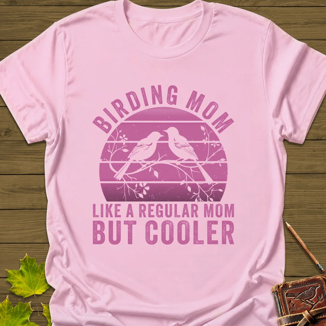 Cool Birding Mom T-Shirt in Light Pink