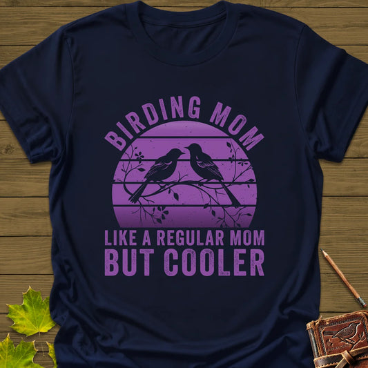 Cool Birding Mom T-Shirt in Navy