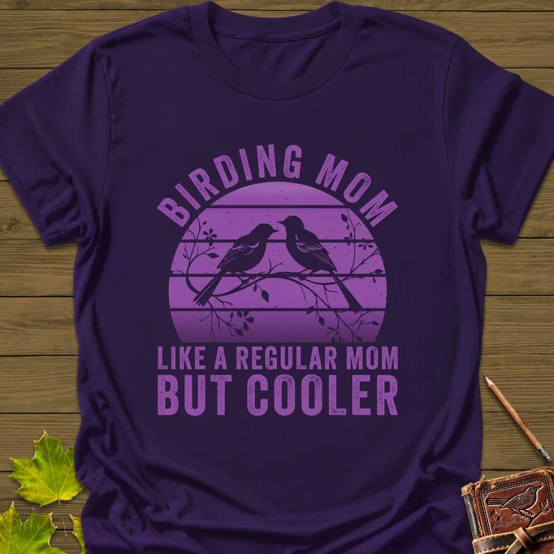 Cool Birding Mom T-Shirt in Purple