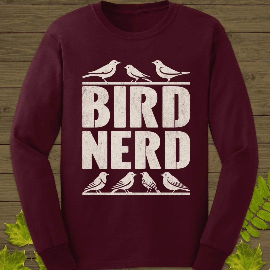 Bird Nerd Long Sleeve in Maroon