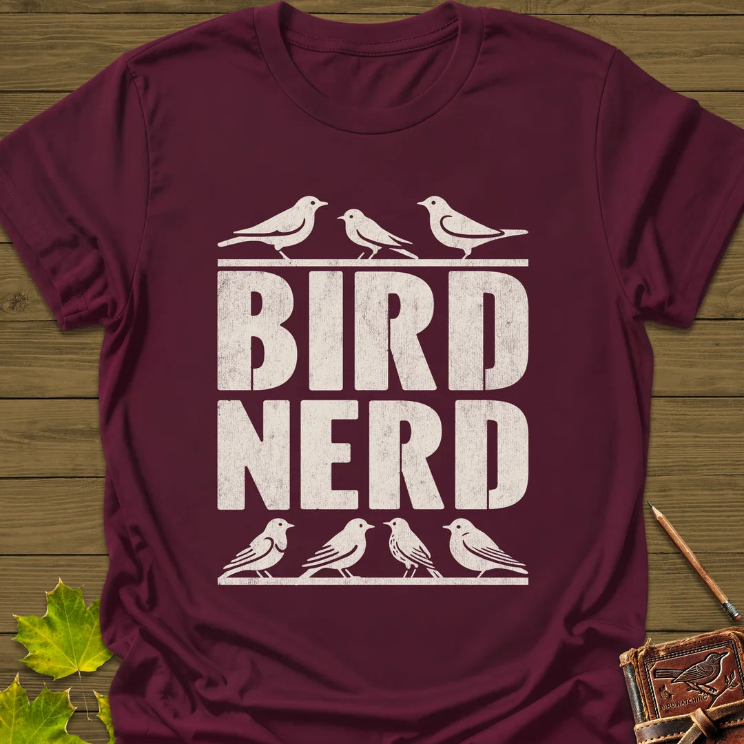 Bird Nerd T-Shirt in Maroon