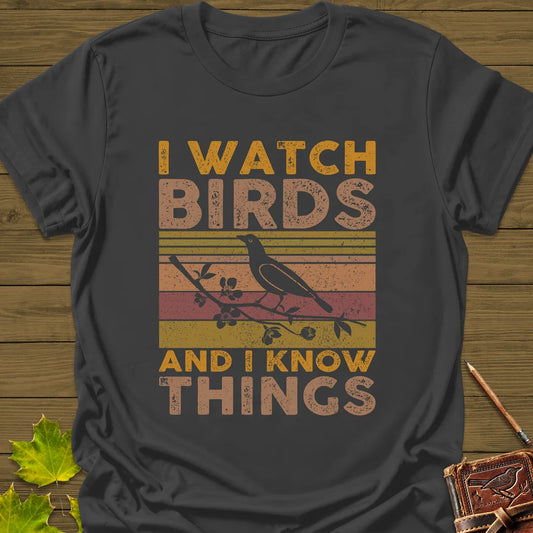 Watch Birds, Know Things T-Shirt in Charcoal