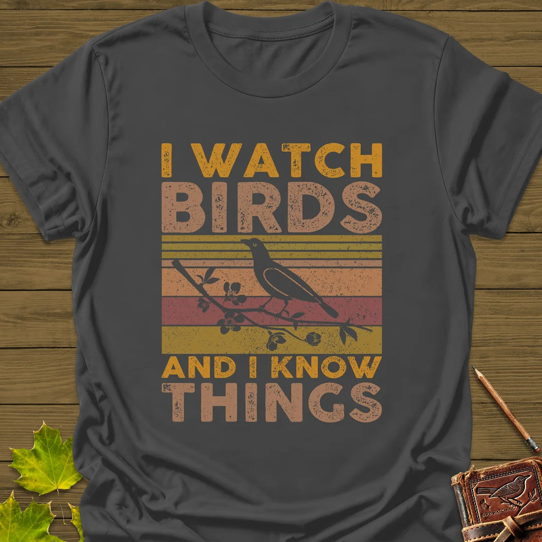 Watch Birds, Know Things T-Shirt in Charcoal