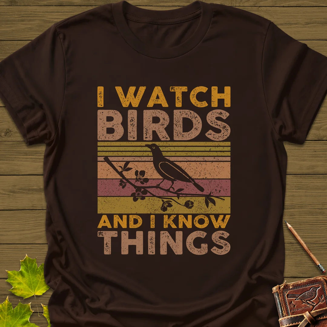 Watch Birds, Know Things T-Shirt in Dark Chocolate
