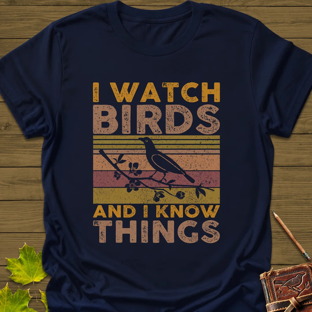 Watch Birds, Know Things T-Shirt in Navy