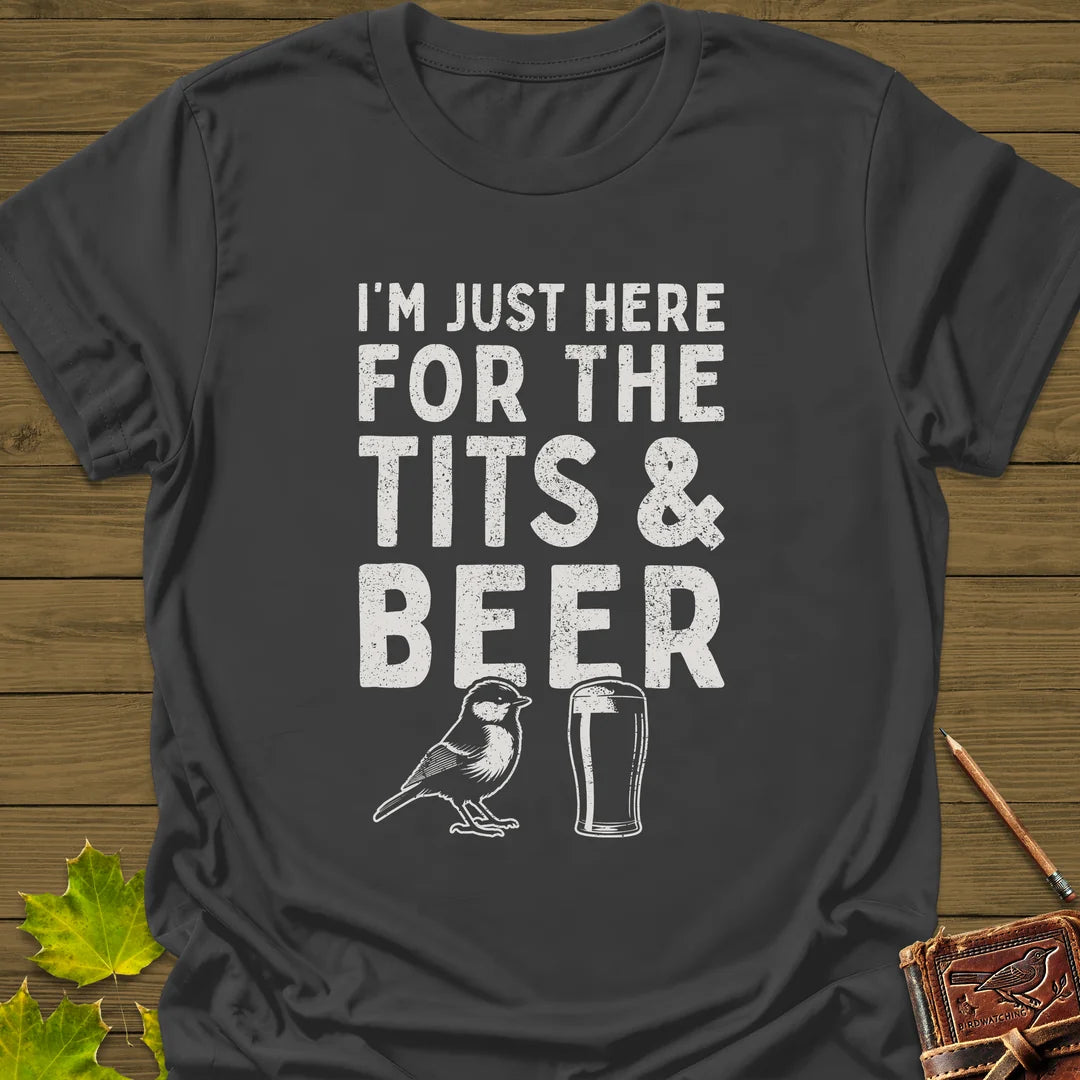 Tits and Beer T-Shirt in Charcoal