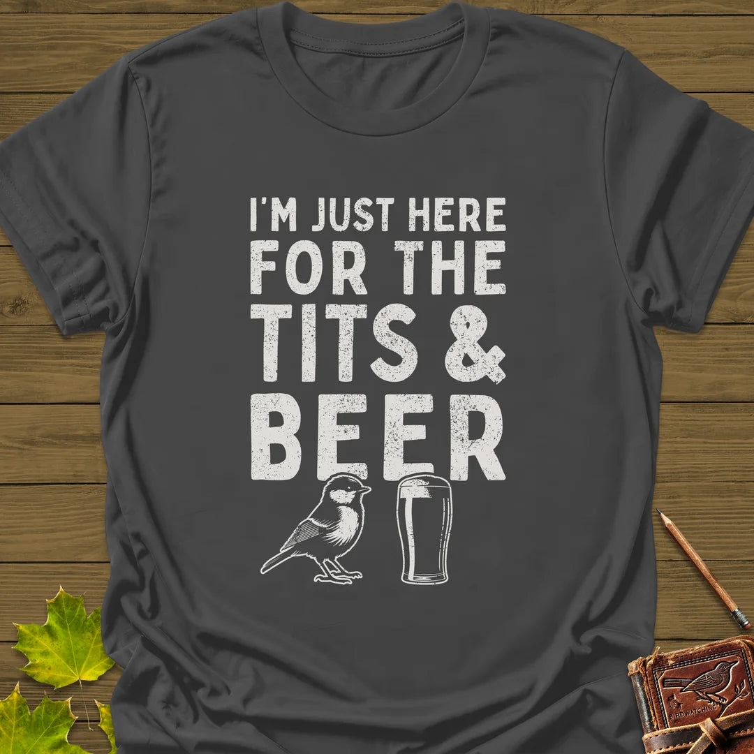 Tits and Beer T-Shirt in Charcoal