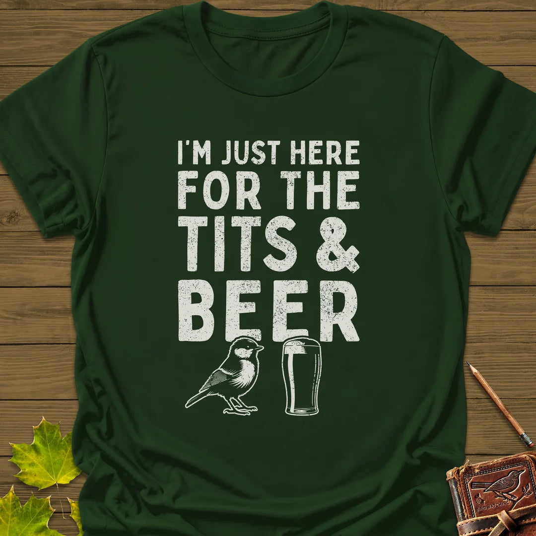 Tits and Beer T-Shirt in Forest Green