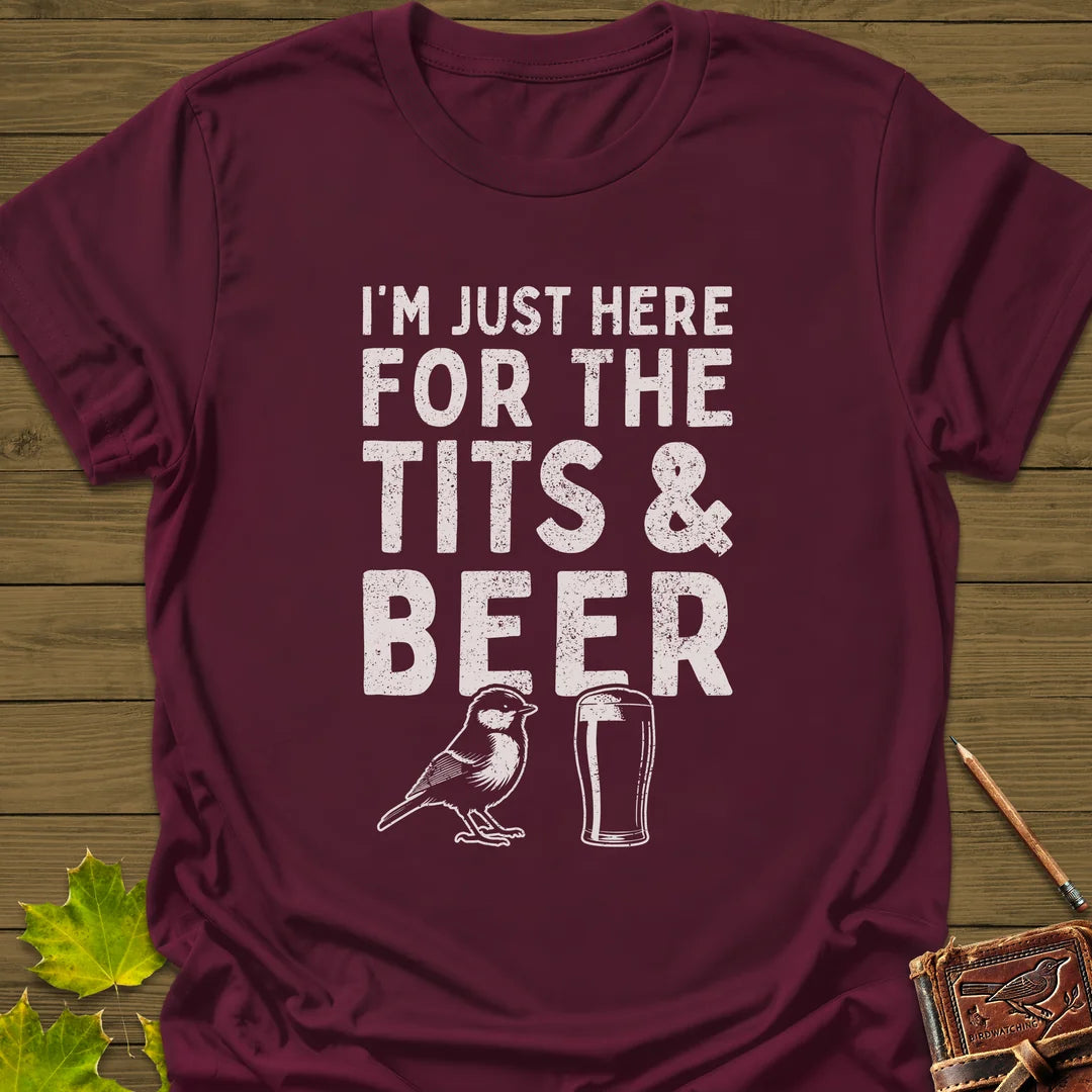 Tits and Beer T-Shirt in Maroon