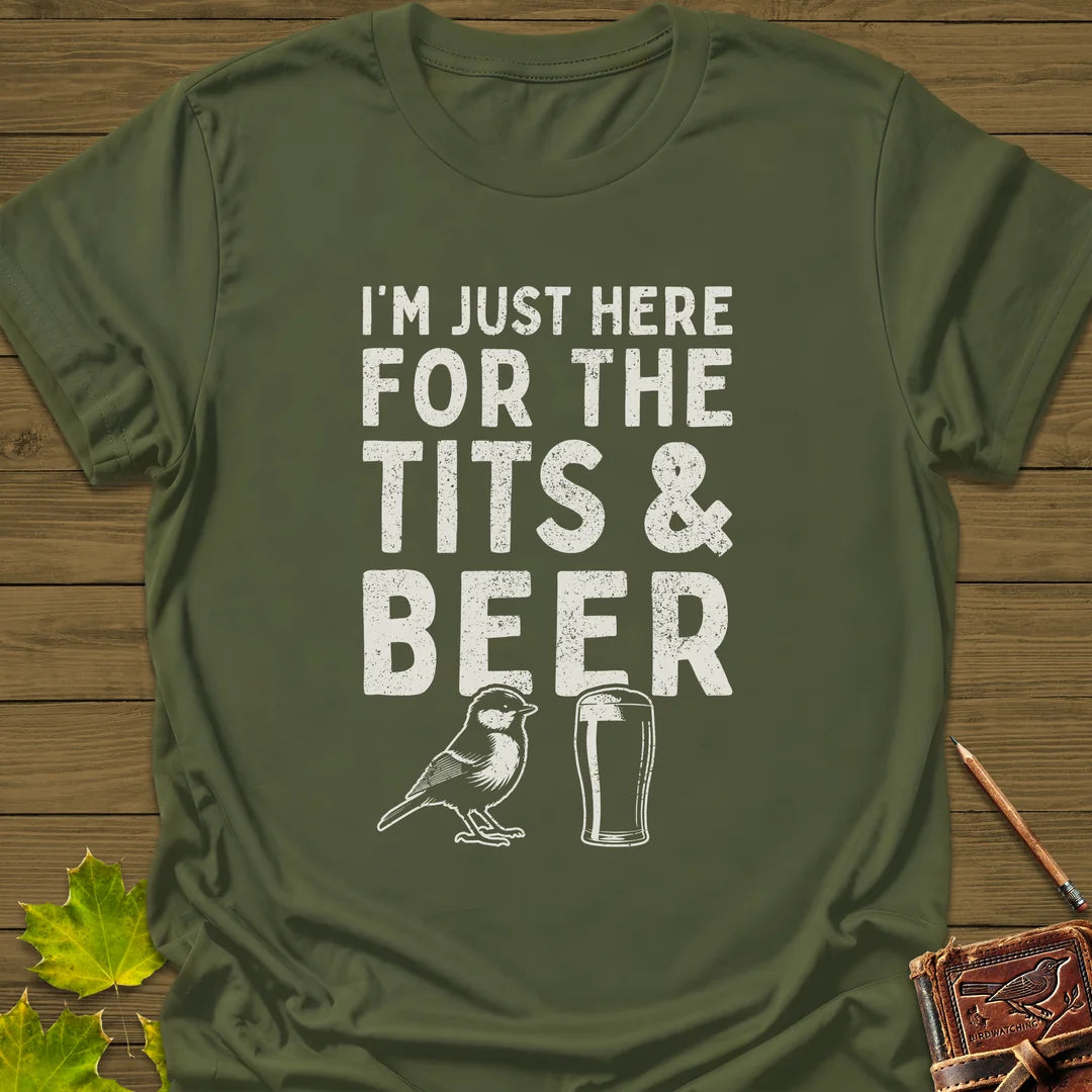 Tits and Beer T-Shirt in Military Green