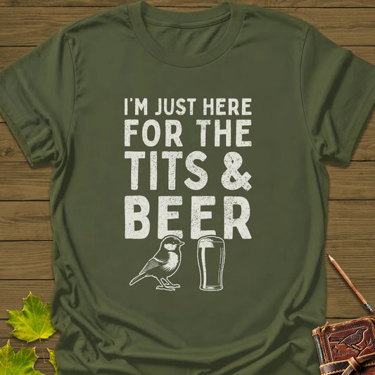 Tits and Beer T-Shirt in Military Green