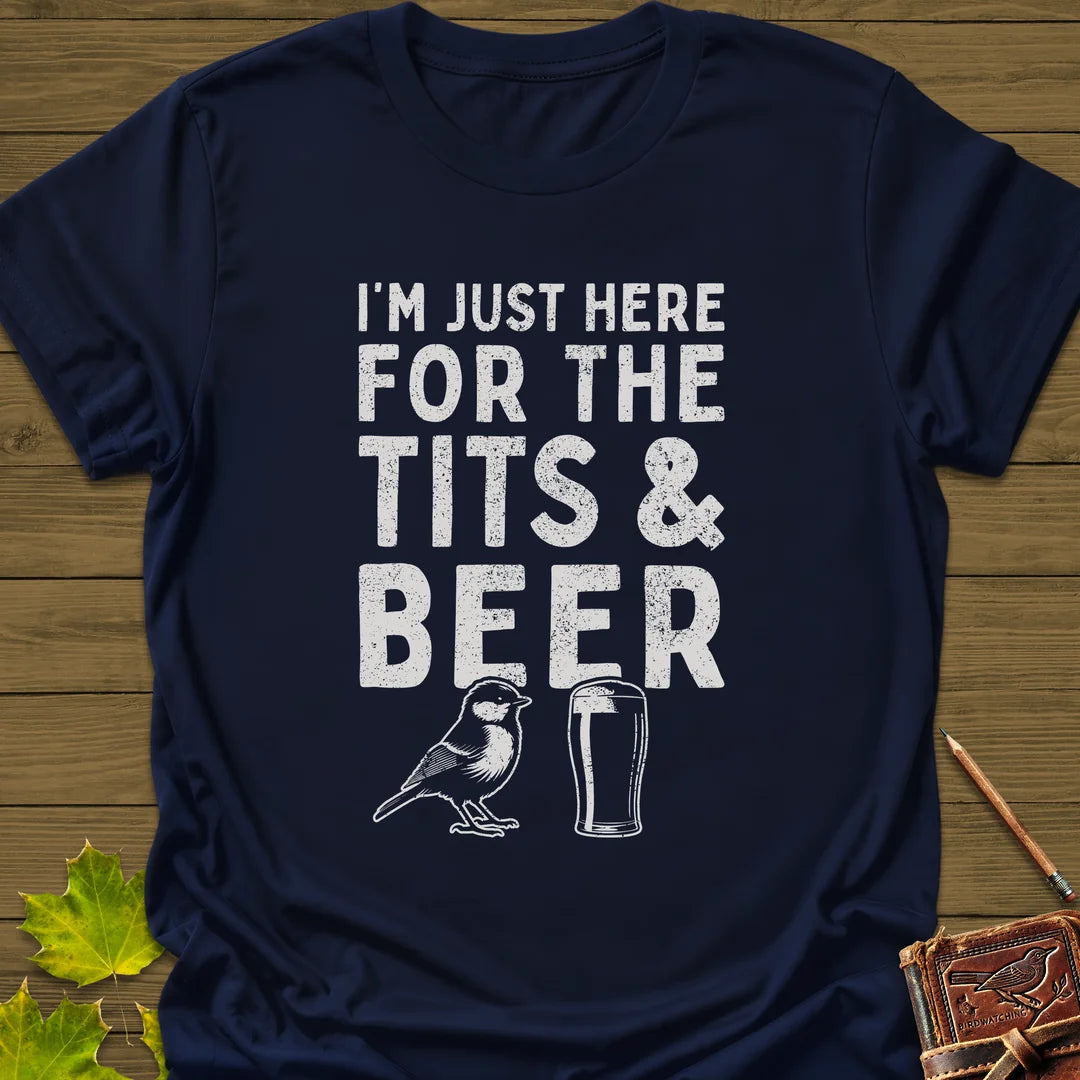 Tits and Beer T-Shirt in Navy