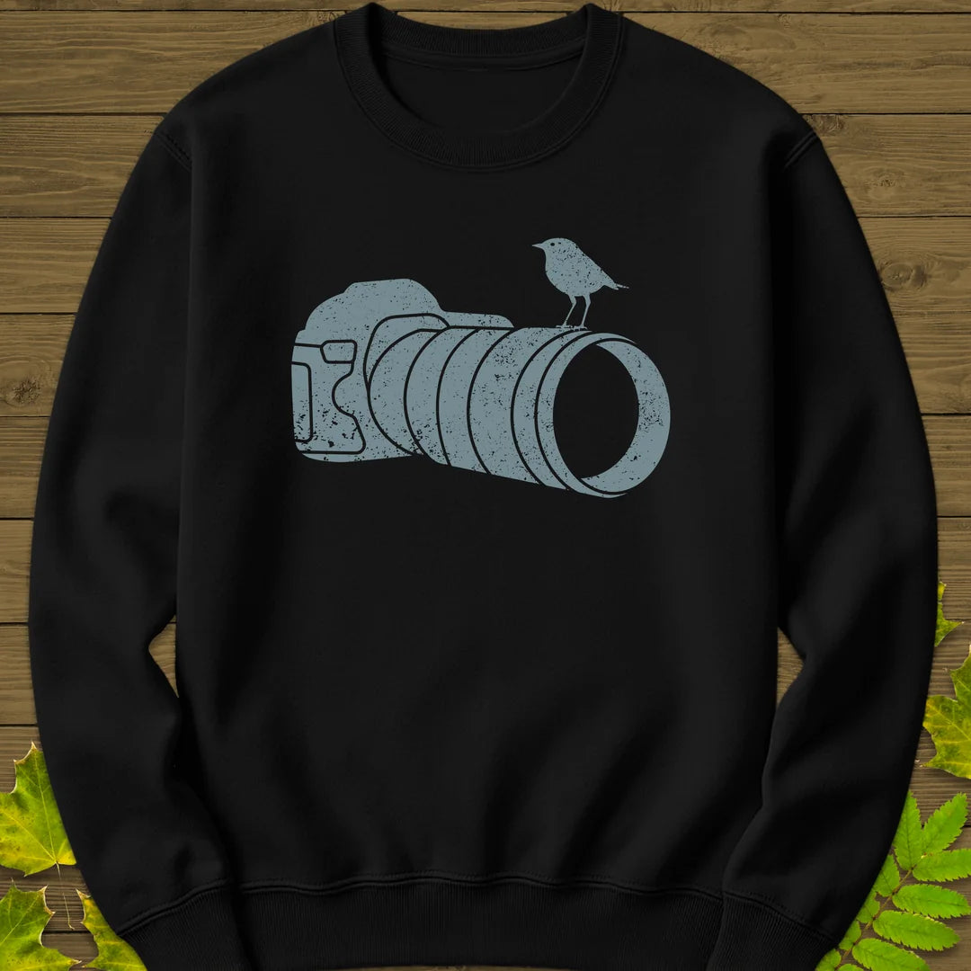 Retro Bird Photography Sweatshirt in Black