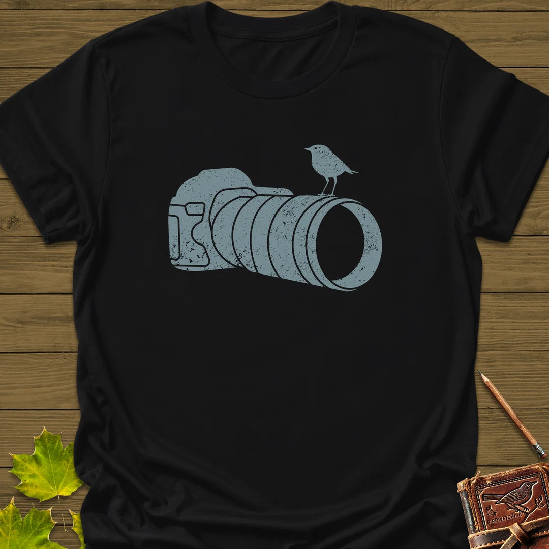 Retro Bird Photography T-Shirt in Black