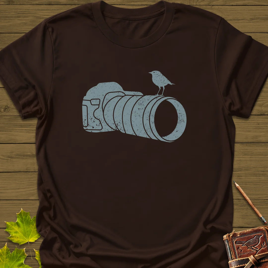 Retro Bird Photography T-Shirt in Dark Chocolate