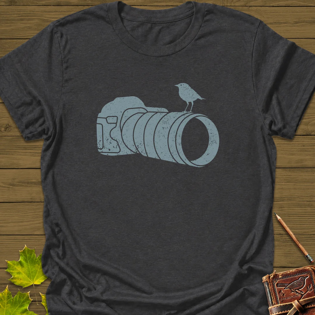 Retro Bird Photography T-Shirt in Dark Heather
