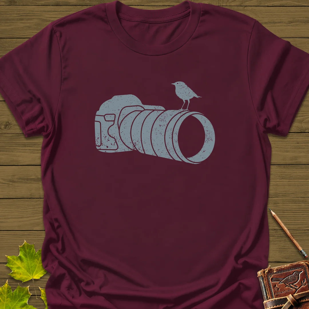 Retro Bird Photography T-Shirt in Maroon