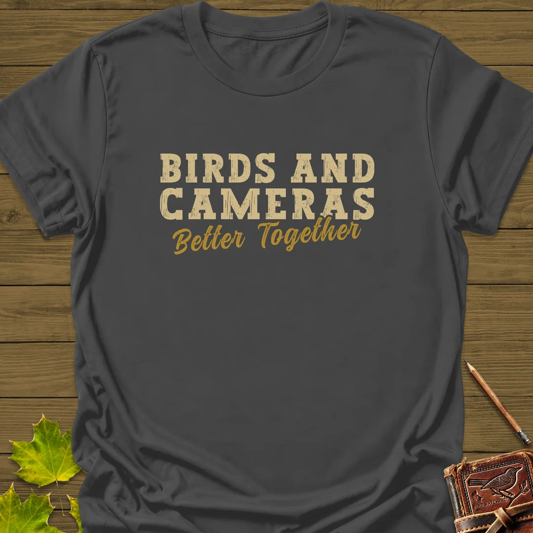Birds And Cameras T-Shirt in Charcoal