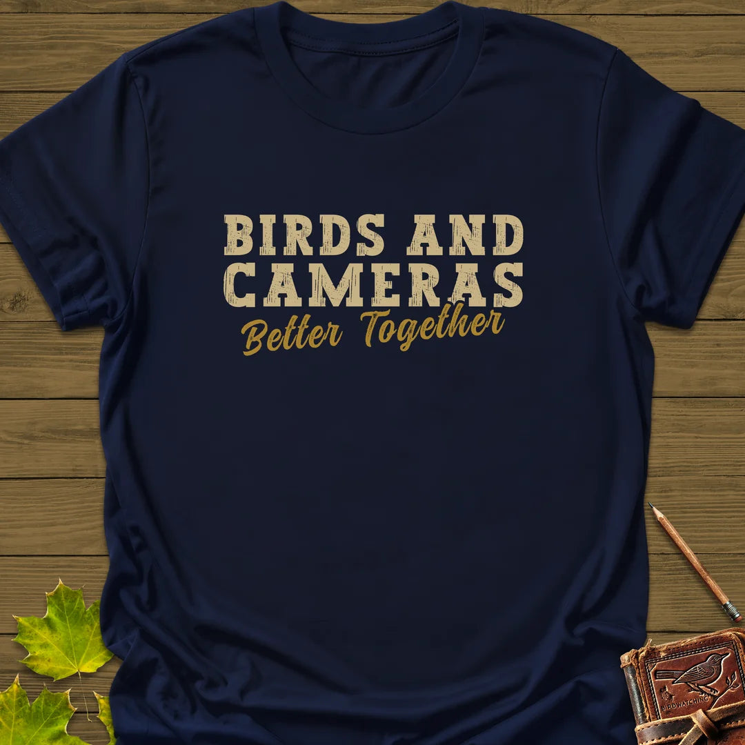 Birds And Cameras T-Shirt in Navy