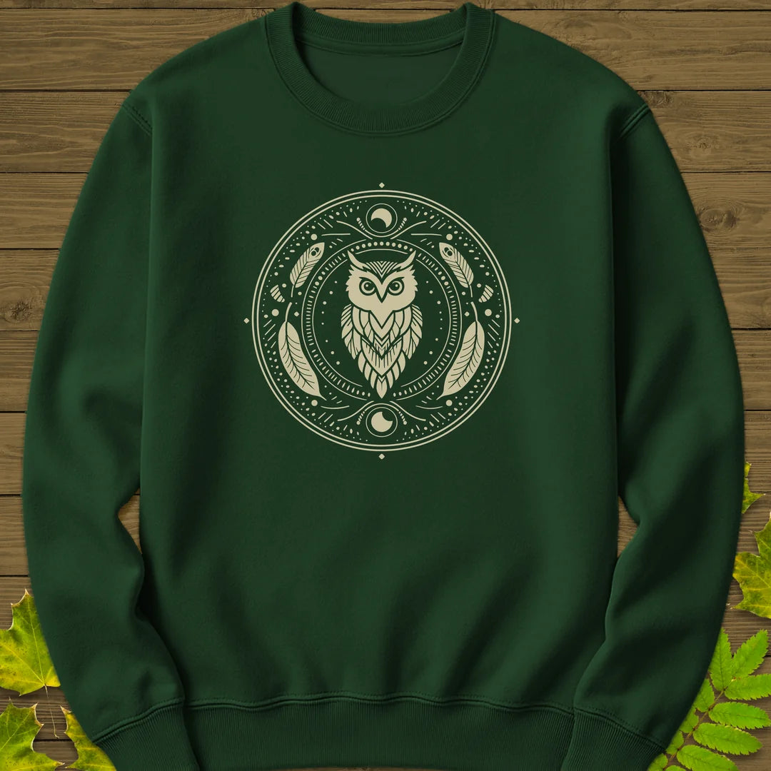 Nocturnal Wisdom Sweatshirt in Forest Green