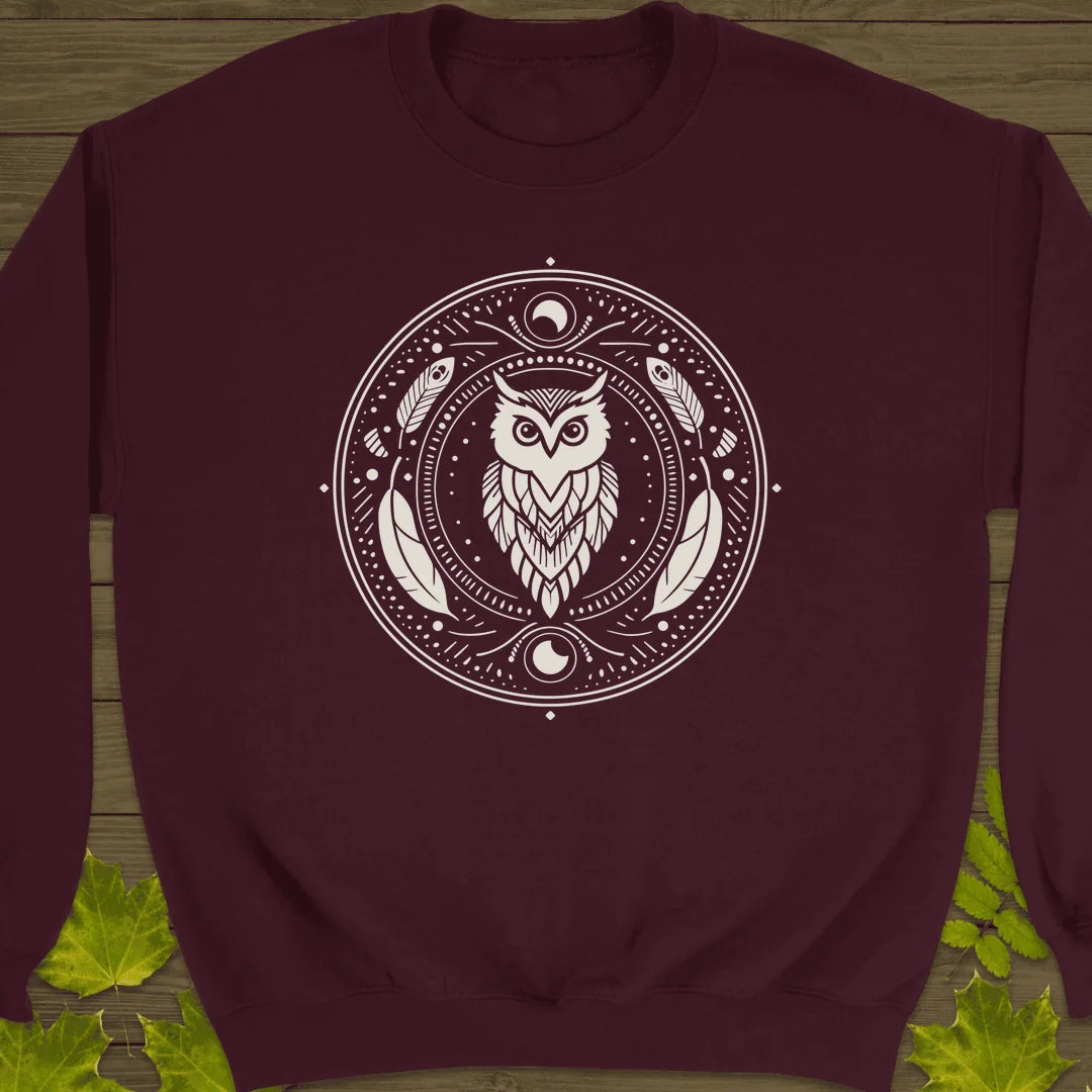 Nocturnal Wisdom Sweatshirt in Maroon