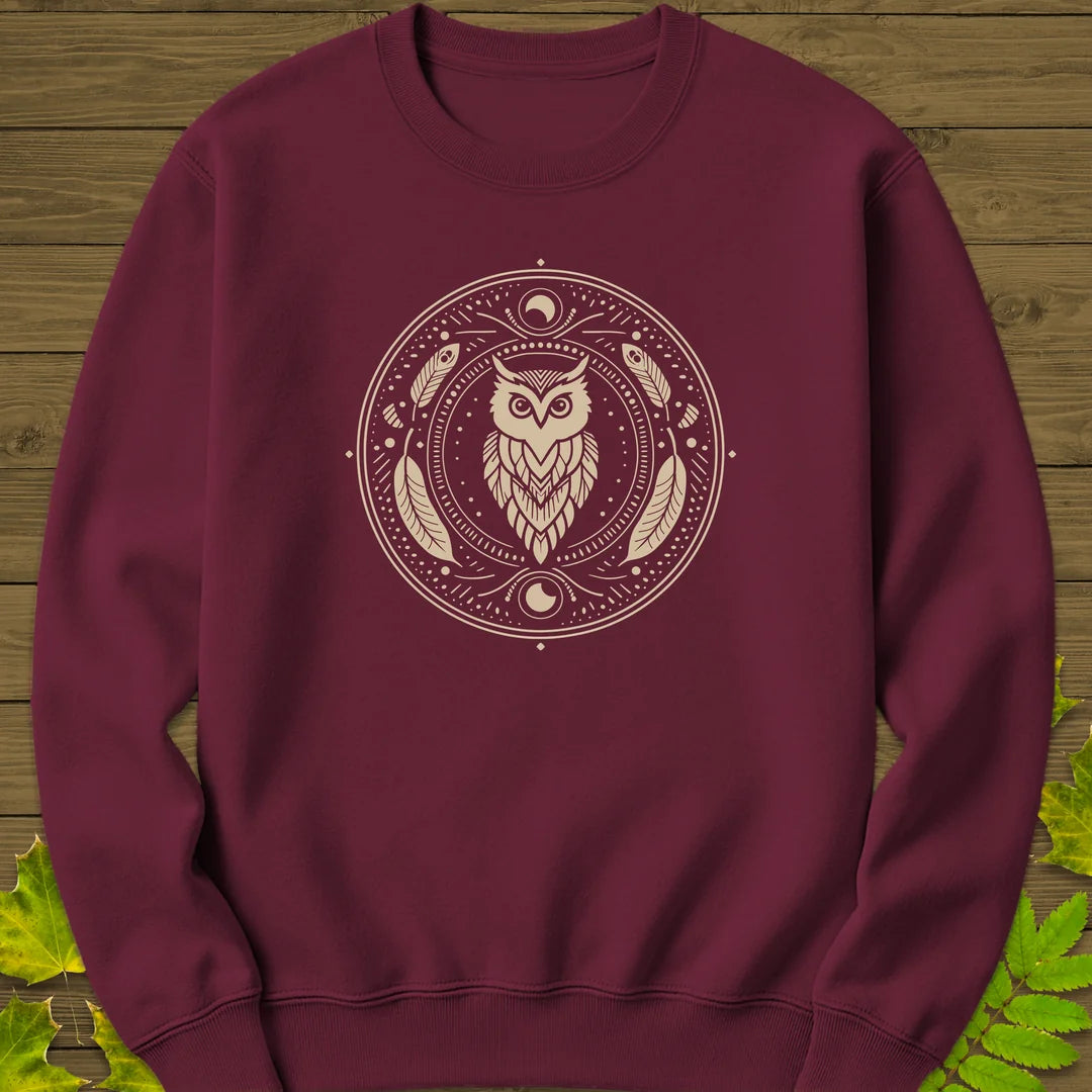Nocturnal Wisdom Sweatshirt in Maroon