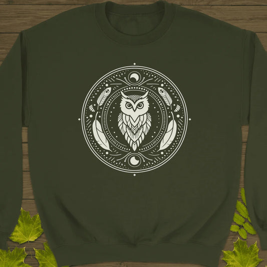 Nocturnal Wisdom Sweatshirt in Military Green