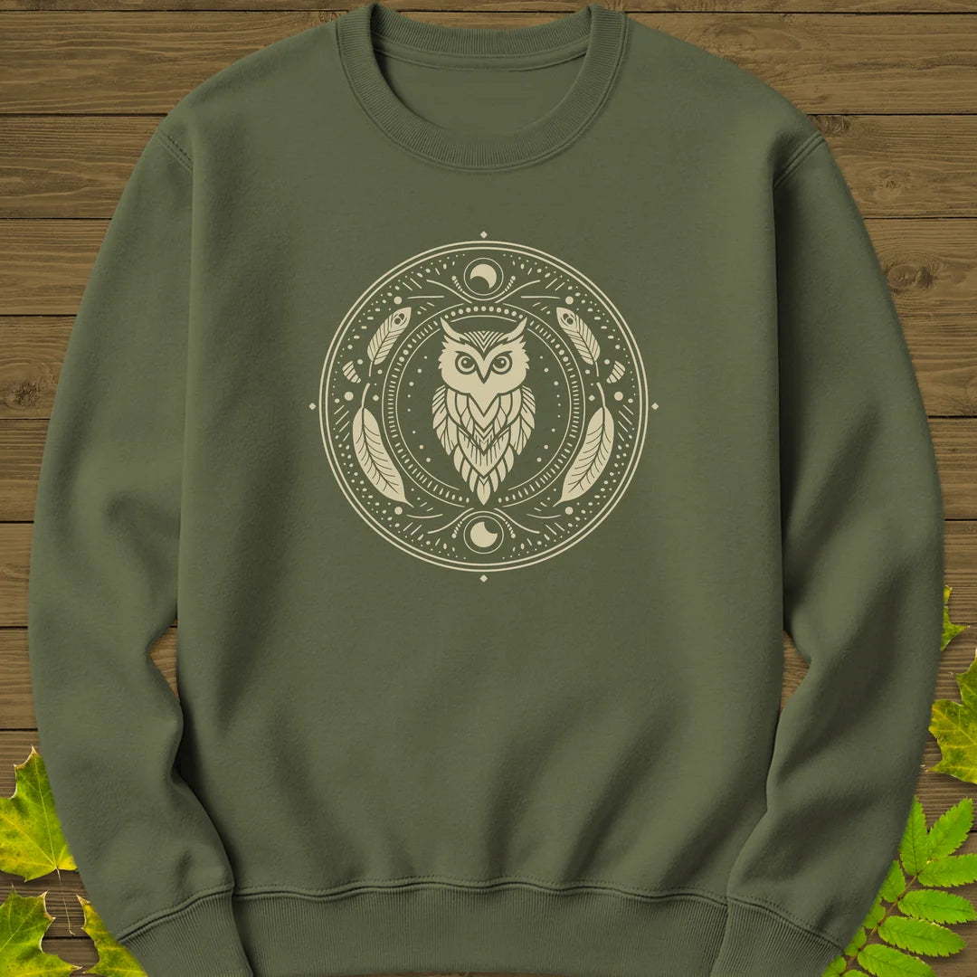 Nocturnal Wisdom Sweatshirt in Military Green