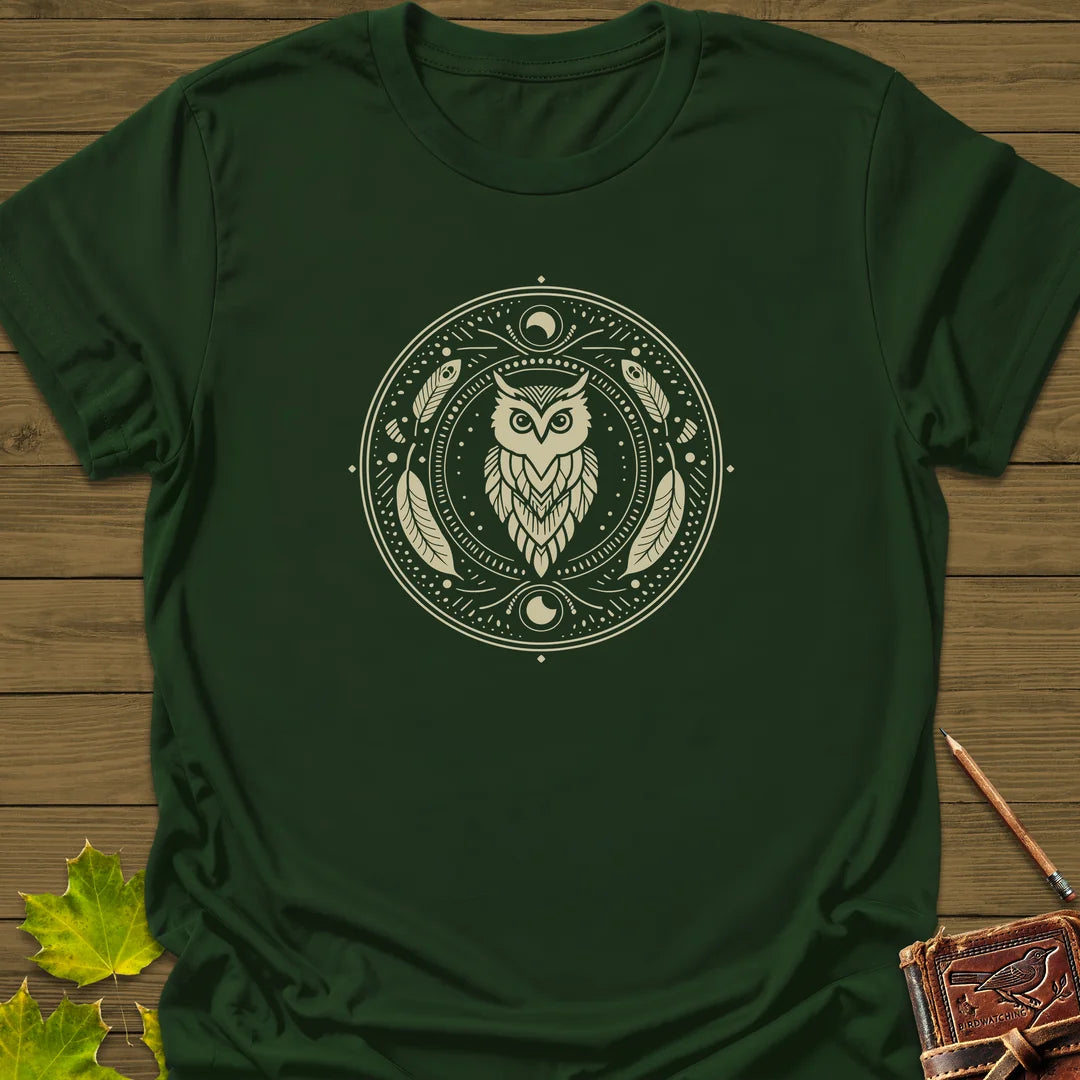 Nocturnal Wisdom T-Shirt in Forest Green
