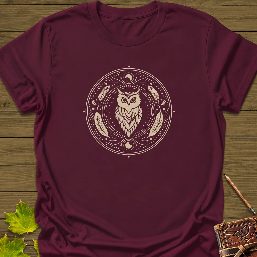 Nocturnal Wisdom T-Shirt in Maroon