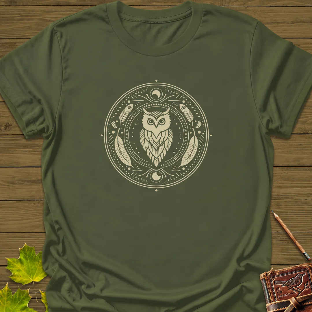 Nocturnal Wisdom T-Shirt in Military Green