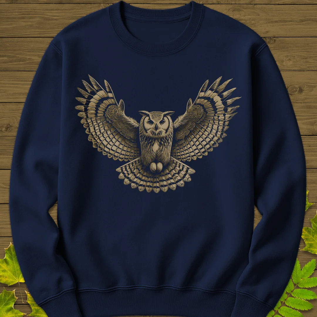 Winged Wisdom Owl Sweatshirt in Navy