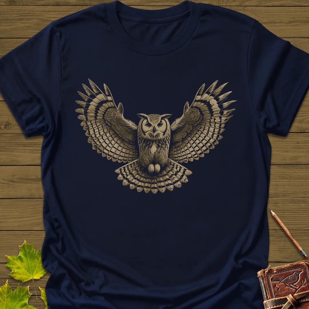 Winged Wisdom Owl T-Shirt in Navy
